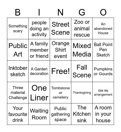 MUSE Sketchbook BINGO    Autumn 2025 Bingo Card