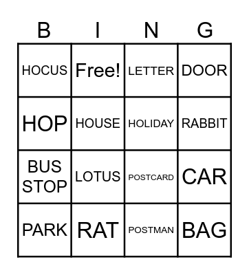RAT COMES HOME Bingo Card