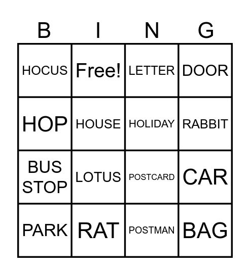 RAT COMES HOME Bingo Card