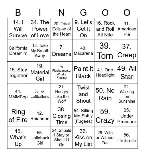 PRACTICE #2 Bingo Card