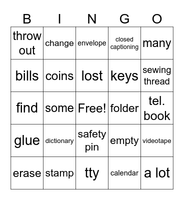 Unit 13 Bingo Card