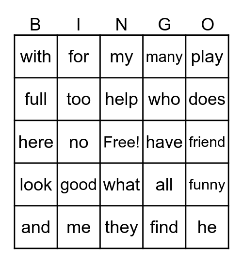 Journeys Unit #1 High Frequency Word Bingo Card