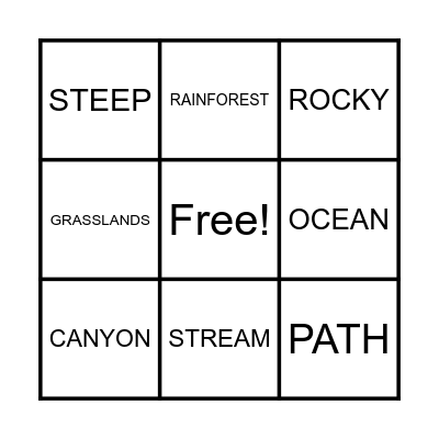 Natural Features Bingo Card