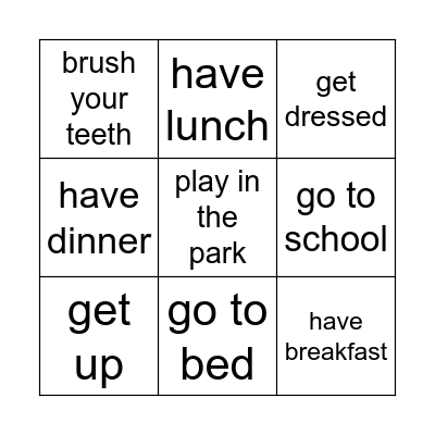 My day Bingo Card