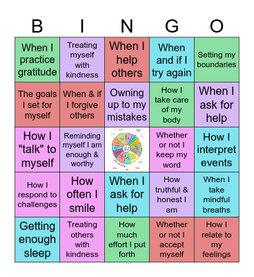 Self Control Bingo Card