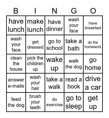 Daily Routine Bingo Card