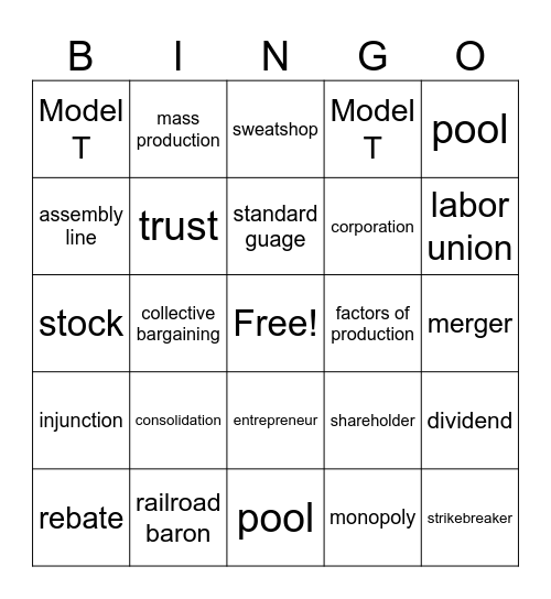 Ch. 4 Vocabulary- 6th Grade Bingo Card