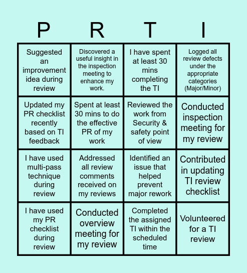 Review Bingo Card