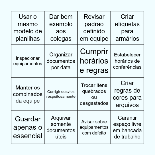 Bingo do 5S Bingo Card