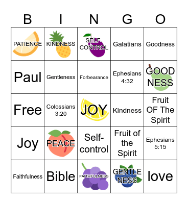 FRUIT OF THE SPIRIT. Bingo Card