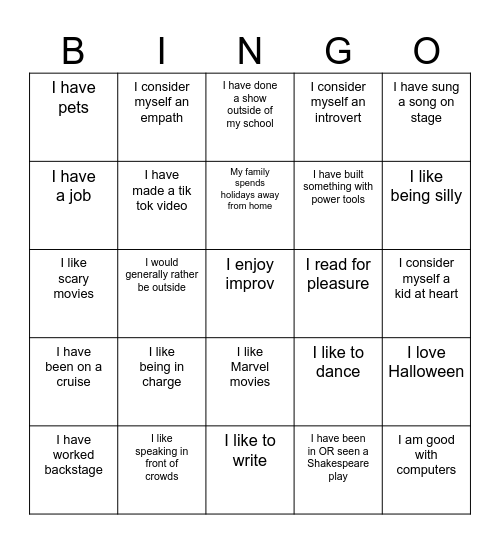 Popular. You're gonna be popular. Bingo Card