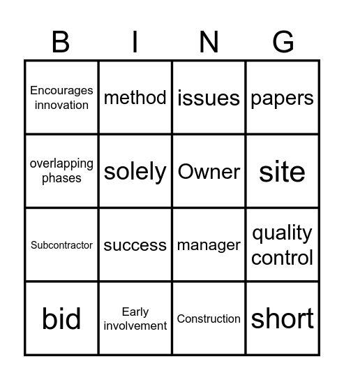 Design and Build BINGO Card