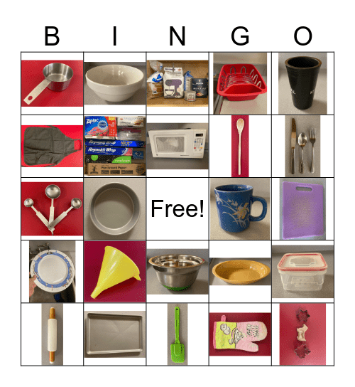 Kitchen Items Bingo Card