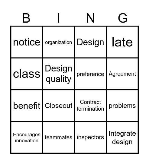 Design and Build BINGO Card
