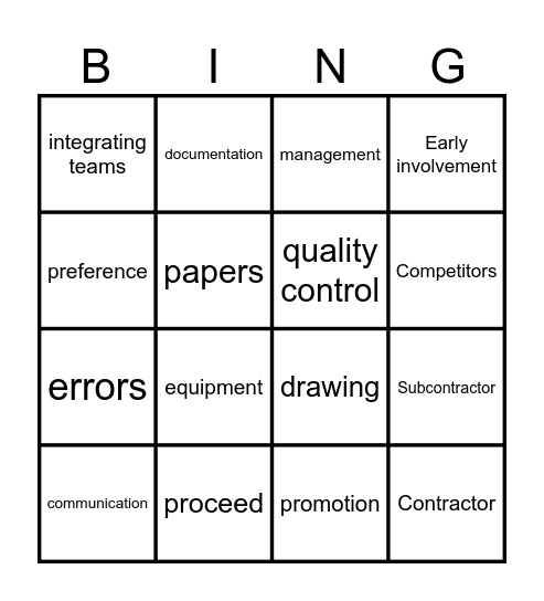 Design and Build BINGO Card