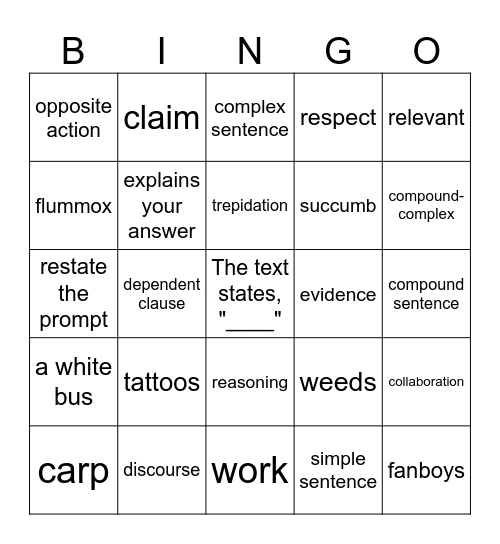 First week 2025 Bingo Card
