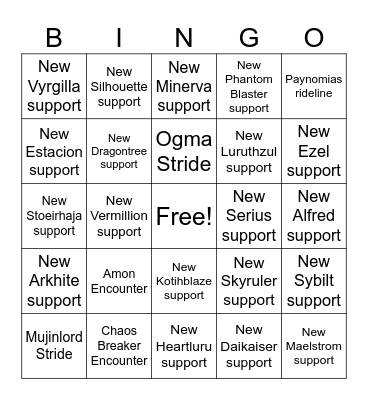DivineZ set 12 prediction Bingo Card