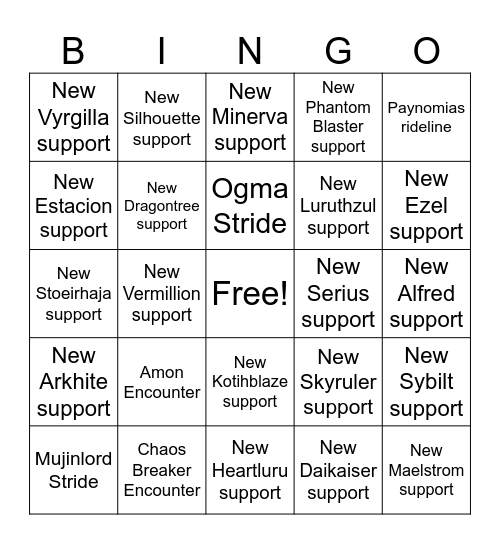 DivineZ set 12 prediction Bingo Card