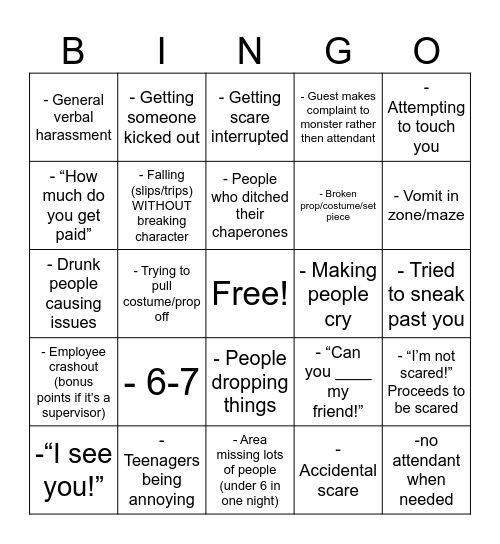 2025 haunt bingo Card
