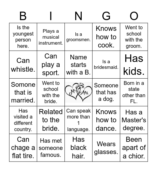 KELLY & CORBIN'S WEDDING SHOWER Bingo Card