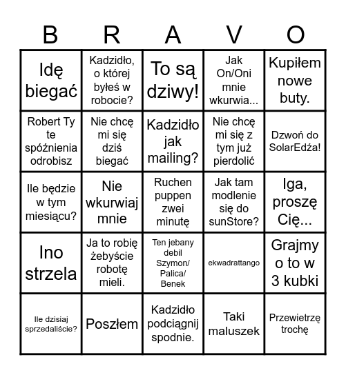 BINGO Mateusza Bingo Card