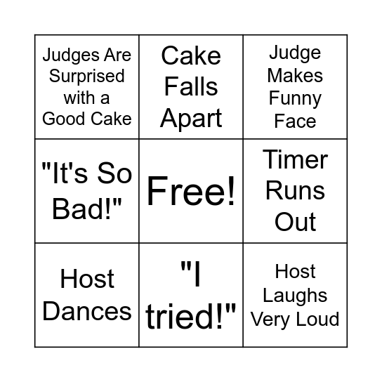 Nailed It! Bingo Card