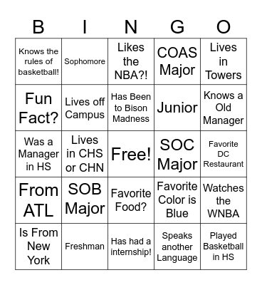 Manager Bingo Card