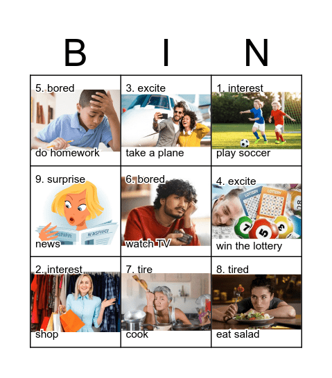情緒形容詞 2 Bingo Card