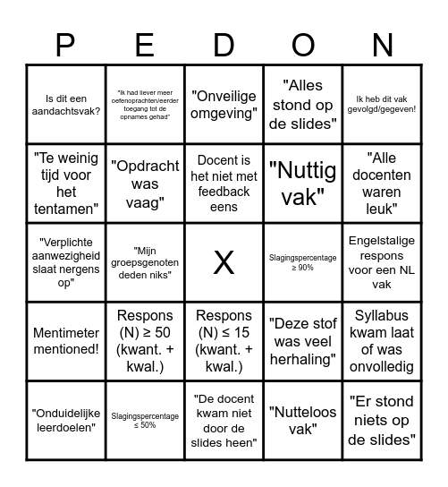 Cursusevaluatiebingo Card