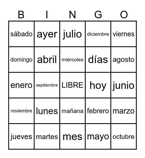 El Calendario Bingo Card
