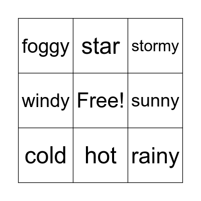 WEATHER Bingo Card