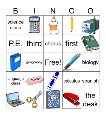 ESCUELA (EN) Bingo Card