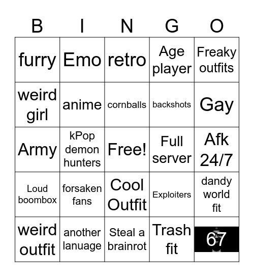 catalog avatar bingo Card