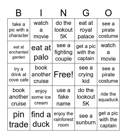 Pier Pressure Ladies Cruise Bingo Card