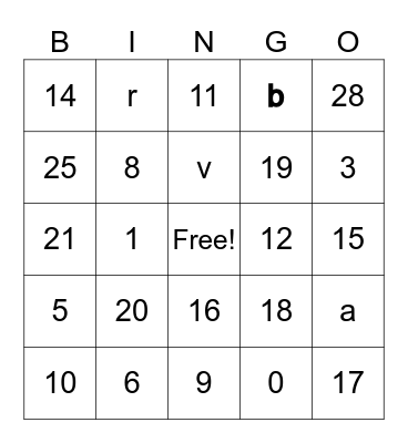 French Numbers 1-100 Bingo Card