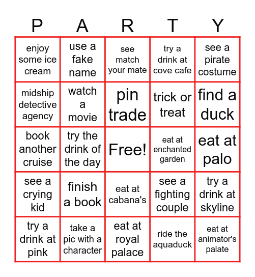 Pier Pressure Ladies Cruise Bingo Card