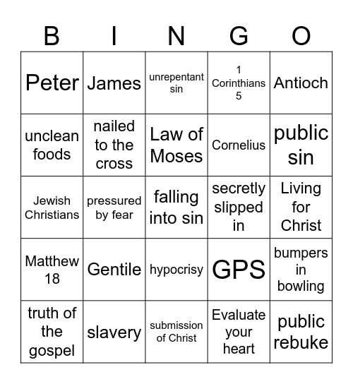 Pastor Bingo Card