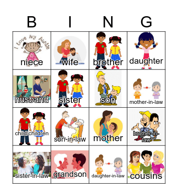 Family Members 3 Bingo Card