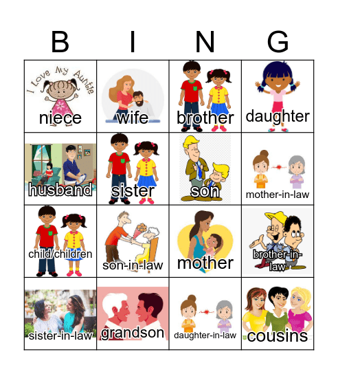 Family Members 3 Bingo Card