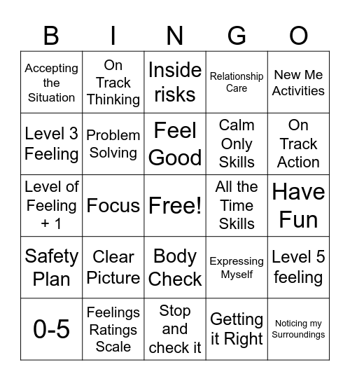 Skills Bingo Card