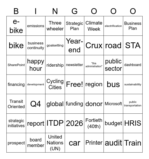 Staff Meeting September 2025 Bingo Card