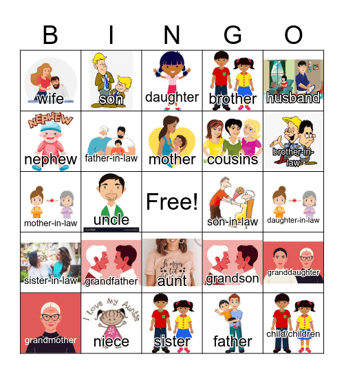 Family Members 3 Bingo Card