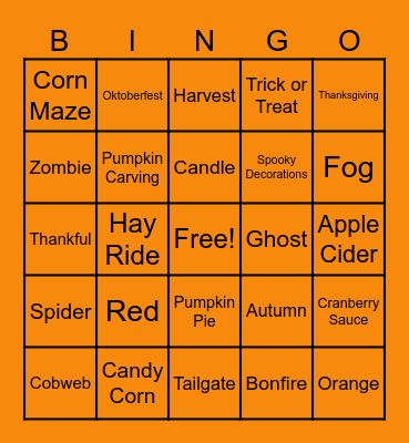 Fall Bingo Card