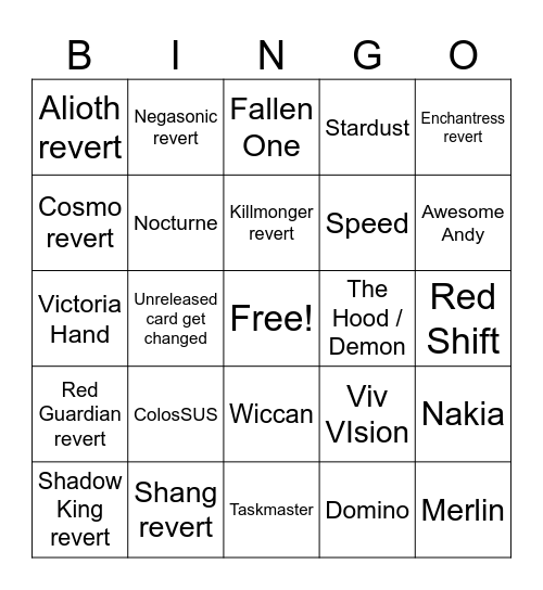 OTA Bingo Card