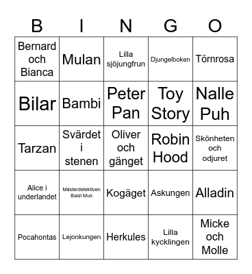Disney BINGO Card