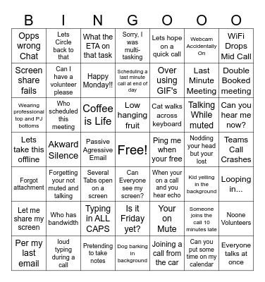 Funny Work Antic Bingo Card