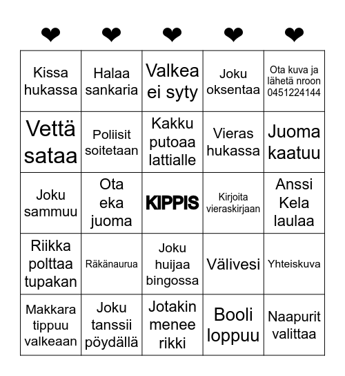 Synttäribingo Card