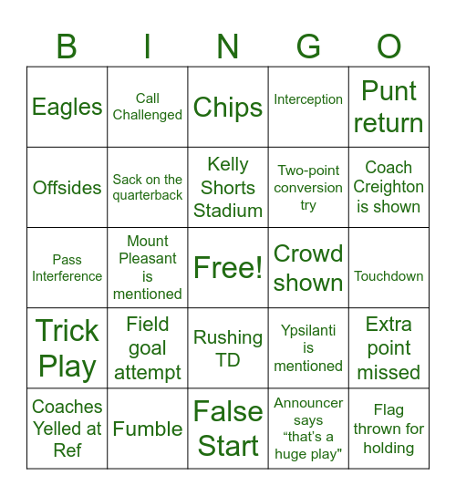 Watch Party Bingo Card