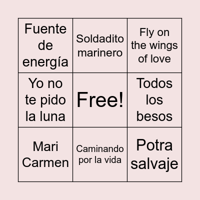 BINGO MUSICAL Bingo Card