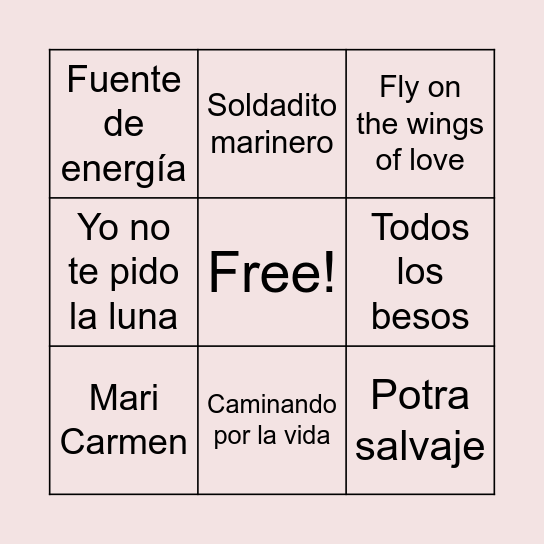 BINGO MUSICAL Bingo Card